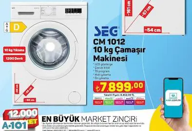 SEG 10 KG ÇAMAŞIR MAKİNESİ SEG 10 KG ÇAMAŞIR MAKİNESİ